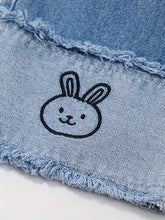 Young Girl Rabbit Print Elastic Waist Pocket Fringe Flare Pants